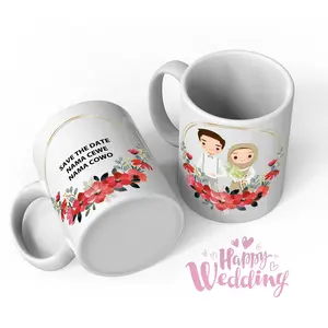 MugBy Gelas Mug Custom Happy Wedding Save the Date Souvenir Kado Pernikahan Dus Keramik Kitchenware polos