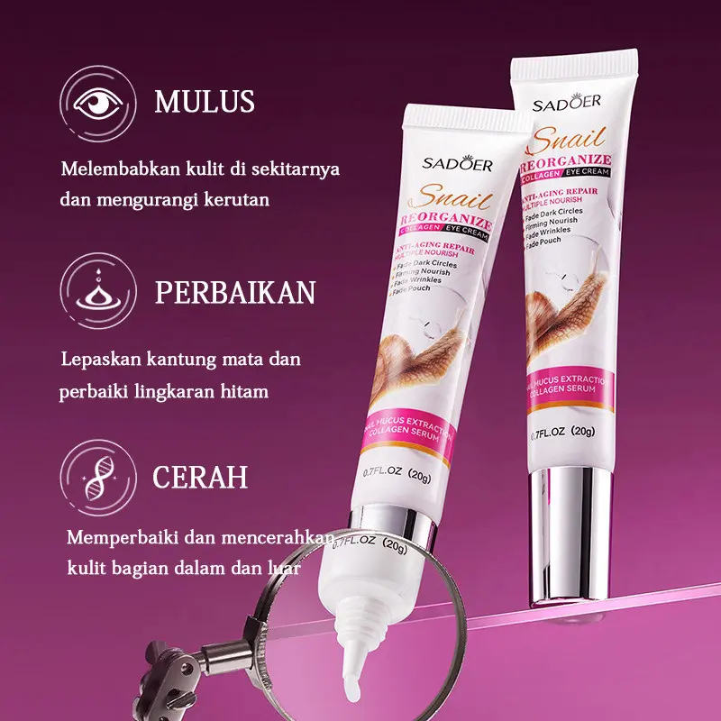Eye cream menghilangkan mata panda penghilang kantung mata krim mata penghilang mata panda memudar lingkaran hitam Hidrasi dan Pelembab memperbaiki keriput mata 20g 7