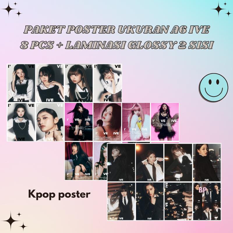 PAKET POSTER IVE UNOFFICIAL (ISI 8 PCS + LAMINASI 2 SISI) KPOP IDOL 0