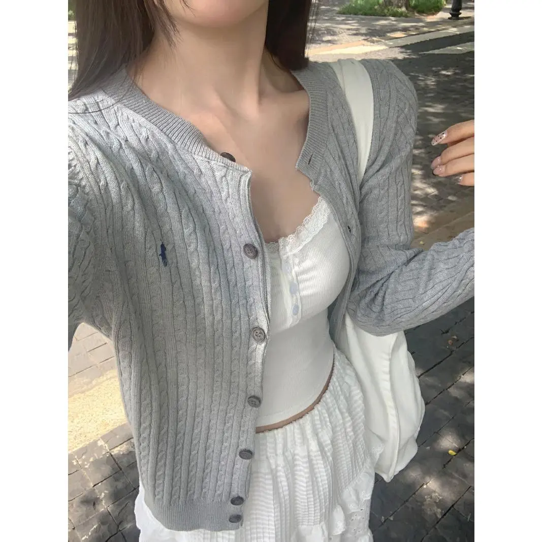 Áo Len Cardigan Dệt Kim Thêu cổ thuyền Kiểu Pháp Áo Khoác cropped Xoắn Cổ Điển Hàng Mới Về 2023 Cho Nữ, Xu Hướng, Thích Hợp Cho Mùa Thu
