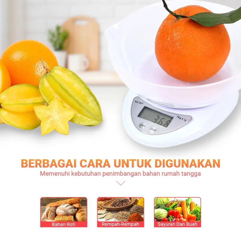 Timbangan Dapur Digital Mangkok Kue Bumbu Kitchen Scale Free Baterai!! Kitchenware 7