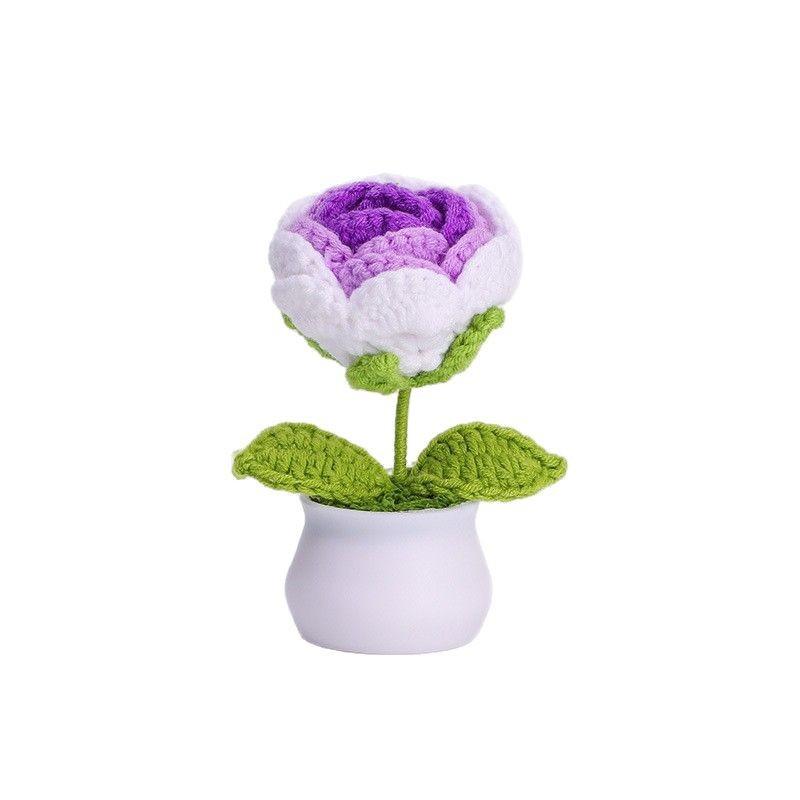 Finished handmade woven lily of the valley potted home decoration, knitted simulated flower yarn, crochet bouquet, fake flower gift 5