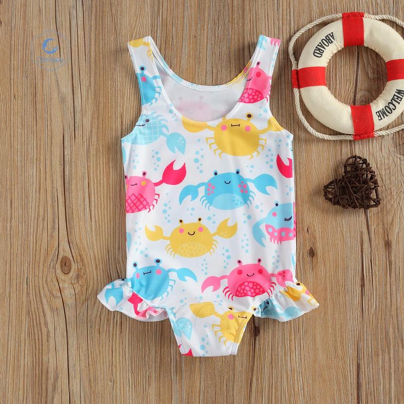 Product Introduction of Qinlisey Breathable Little Girls One-piece Swimsuit, Summer Children Cute Crab/Donut Printing Sleeveless Swimwear for Vacation 27