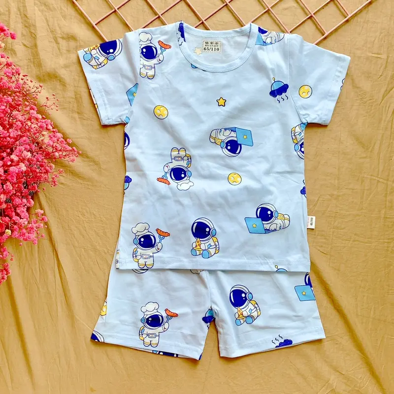 Bộ thun cotton mềm mát thấm hút mồ hôi hoạ tiết hoạt hình 10-30kg 4