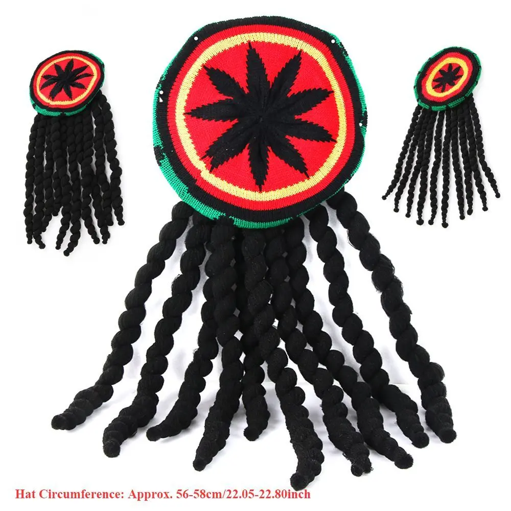 Topi Rasta Rambut Palsu Dreadlocks Mengait, Uniseks, Topi Jalinan, Beanies Berkait ...