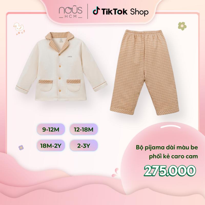 [KOL Nous Baby] S02 Bộ Pyjama cài thẳng dài Nous cho bé trai, bé gái chất liệu thông thoáng, kháng khuẩn cho bé đến 2-3 tuổi