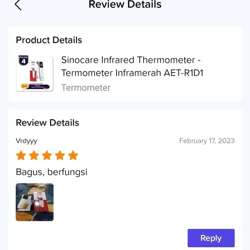 Sinocare Infrared Thermometer - Termometer Inframerah AET-R1D1 1