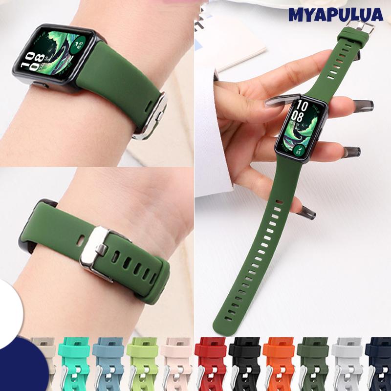 Tali Jam Tangan Metal Buckle Soft Silicone Strap for Huawei Band 10 / Huawei Band 9 / Huawei Band 8 Replacement Wristband Adjustable Bracelet Belt Sport Rubber Band Accessories for Smartwatch Huawei Band 9 8 10 NFC