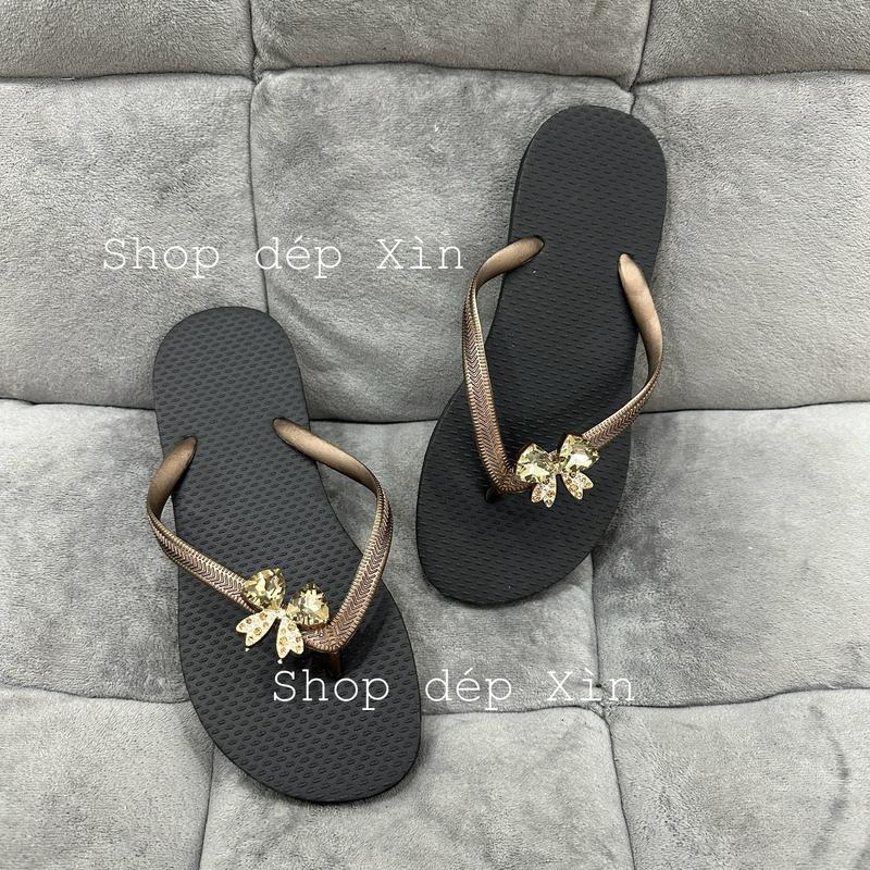 ẢNH THẬT Dép kẹp xỏ ngón tông lào nữ đính Charm NƠ dễ thương đáng yêu thời trang nữ nhiều màu
