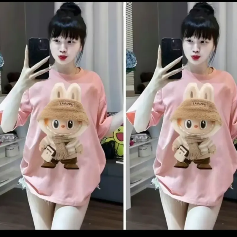 -Áo Thun Nam Nữ Raglan iN Nhiệt LaBuBu- Cổ Tròn-From Rộng Unisex -Hot Trend [M1] 1