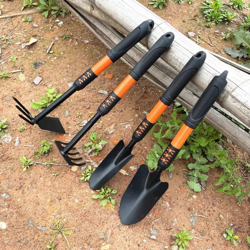 Bộ dụng cụ làm vườn đa năng 4 món: cuốc xẻng to xẻng nhỏ và cào to - giải pháp hoàn hảo cho mọi người yêu thích làm vườn!