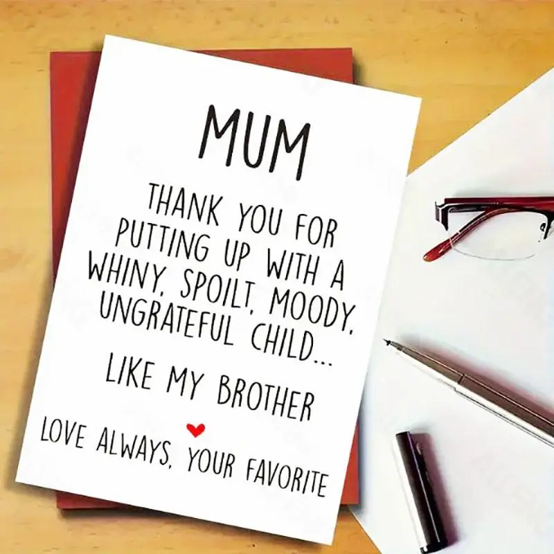 Humorous Mum Birthday Card, Fun Mother's Day Greetings with Like My Brother, Perfect Gift for Mom with a Hint of Love and Gratitude, Mother's Day Gift for Mom
