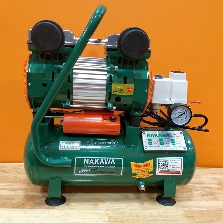 Máy nén khí 12 lít không dầu Nakawa 2.5Hp lên hơi nhanh 2