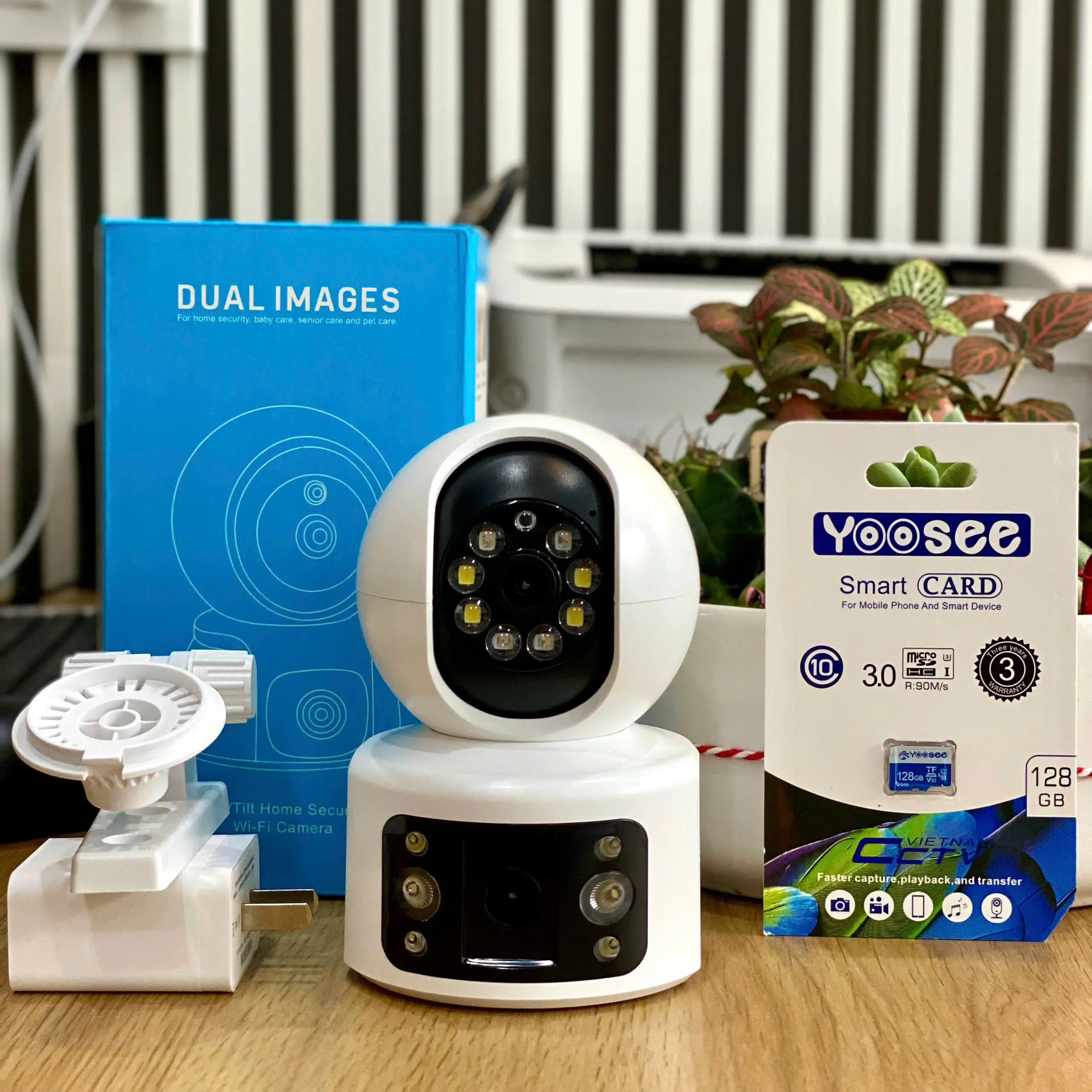 Camera Yoosee 2 Mắt Trong Nhà Xoay 360 Độ Phiên Bản 15MP, Đàm Thoại 2 Chiều, Xem Đêm Có Màu