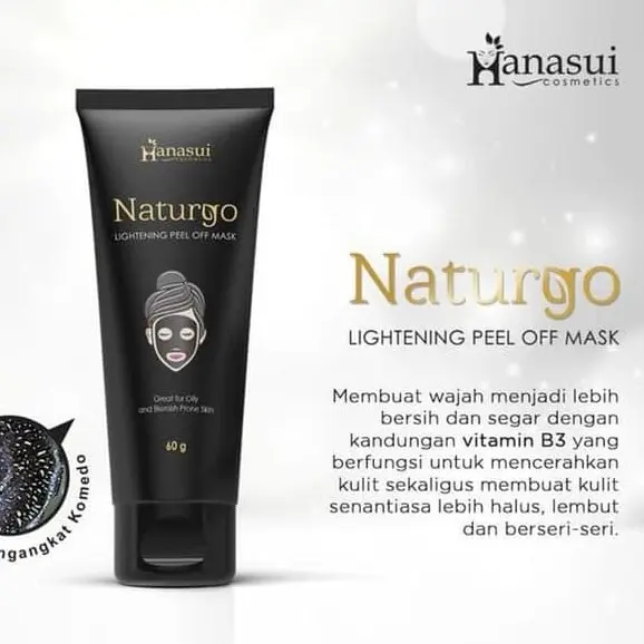 Masker Pria Pemutih Kulit Wajah Glowing Hanasui Naturgo Masker Wajah Hilangkan Komedo dan Jerawat Masker Wajah Pria Dan Wanita Masker Muka Lumpur Hitam Original BPOM Bisa COD Bayar Ditempat 2