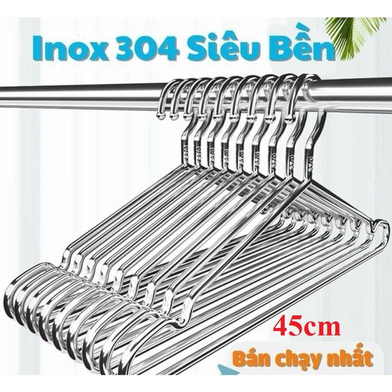 Móc treo quần áo Inox dày 3-4 mm - Móc inox treo phơi đồ  - Dài 45cm - Đầu bo tròn