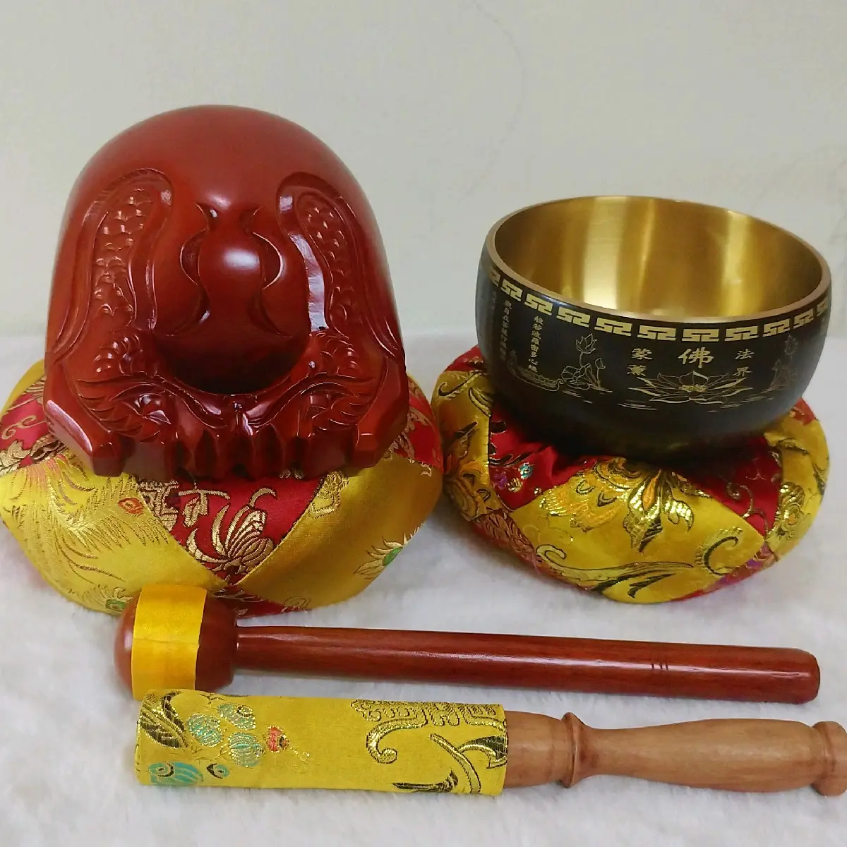 {TẶNG HỘP NỤ TRẦM} Bộ chuông mõ 12,5cm - chuông bát nhã nâu sần - mõ mộc gỗ mít. Phù hợp sử dụng trong tu tập thiền quán. Việt Nam Multicoloured tụng kinh Phổ cập Decor Decor Phòng