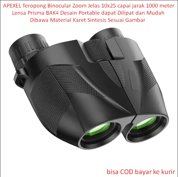 APEXEL Teropong Binocular Zoom Jelas 10x25 capai jarak 1000 meter Lensa Prisma BAK4 Desain Portable dapat Dilipat dan Mudah Dibawa Material Karet Sintesis Sesuai Gambar