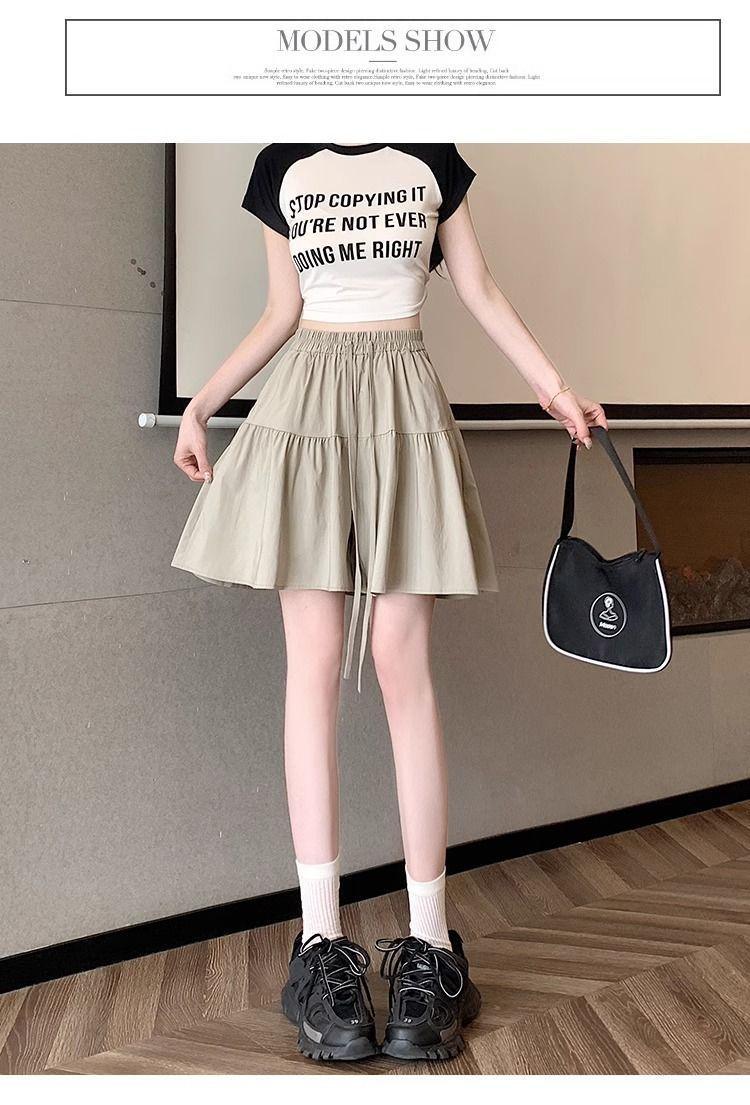 Product Introduction of [2380 People Collection] Idle Style Ice Silk Quick-Drying Wide Leg Culottes Shorts Women's Summer Thin plus Size Casual Shorts Pantskirt 12