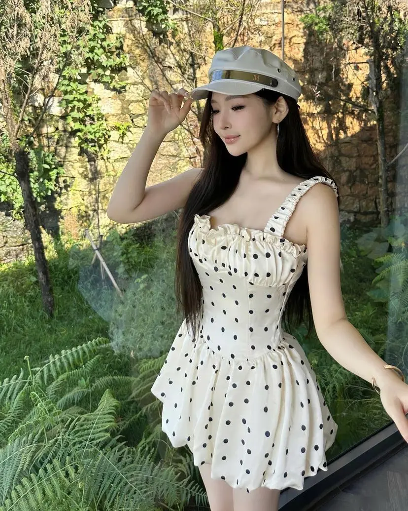 [CUNBONG] BOWTIE DRESS set áo dây form bí lưng thun kèm quần bí lót siêu dễ thương