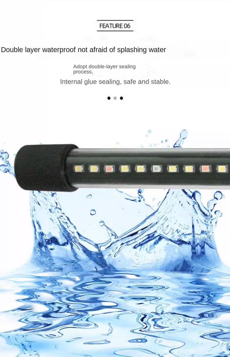 Product Introduction of Fish Tank Light Led Light Illumination Aquarium Diving Light Lantern Aquatic Waterproof JINLONGYU Lamp Tube Three-Color Amplification 15
