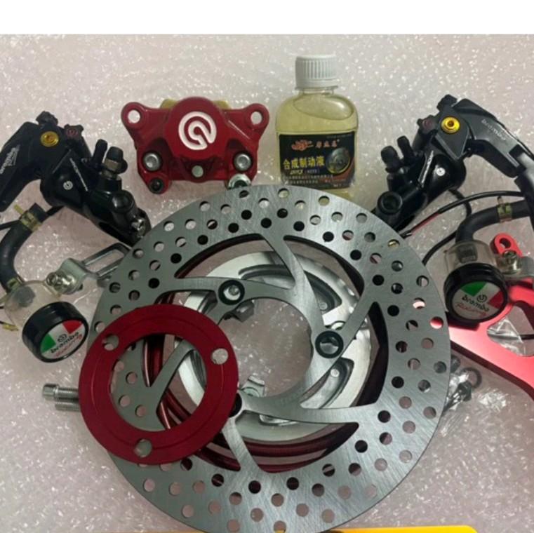 Combo Phanh Đĩa Sau Xe Điện Heo, Dây Dầu 2m2, Đĩa 220mm, Pat Heo, Heo Đúc, Bích Đệm Đĩa, Cùi Nhôm, Tay Phanh tay  phanh xmen