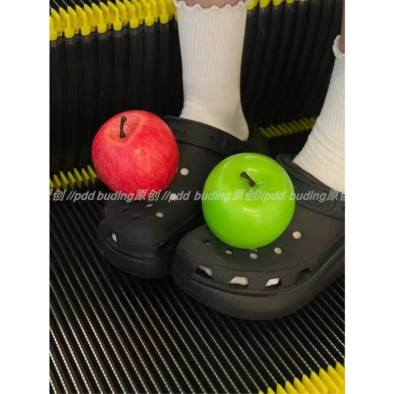 Phụ Kiện Clogs Thông Gió Công Viên Trái Cây, Mô Phỏng Táo Và Dưa Hấu, Ba Chiều, Khóa Trang Trí Có Thể Tháo Rời Thời Trang Dễ Thương Và Ngọt Ngào 1