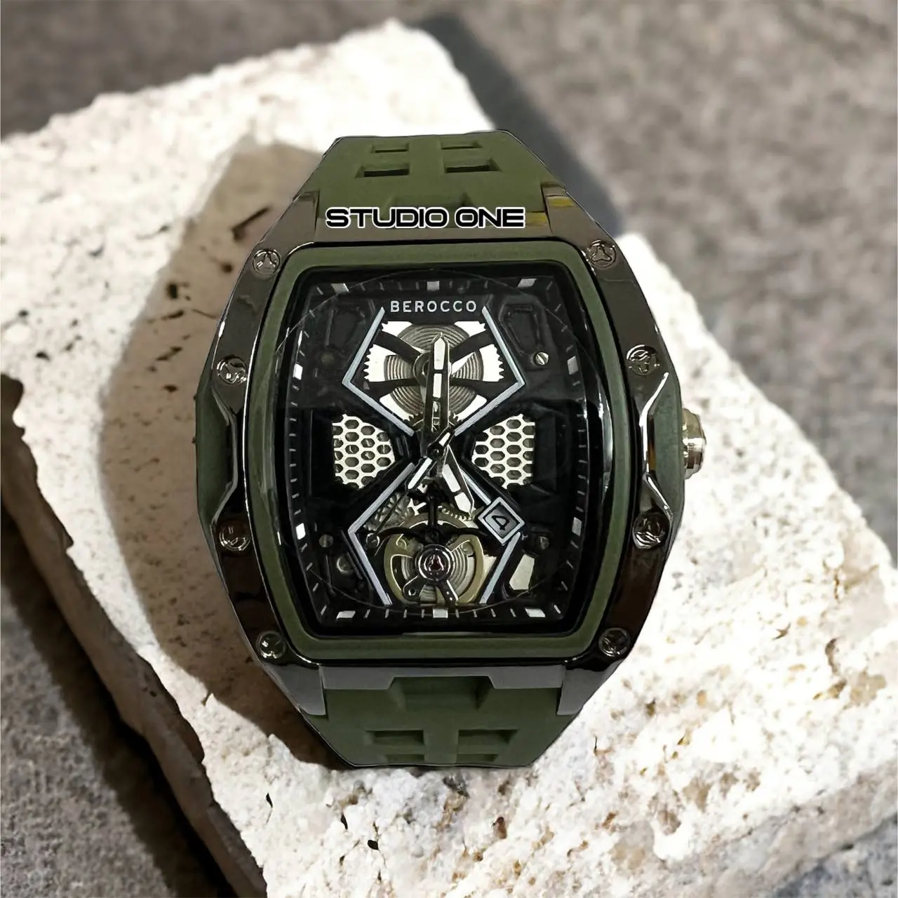 (Studio One) Jam Tangan Pria BEROCCO Original Strap Ruber Water Resist 07
