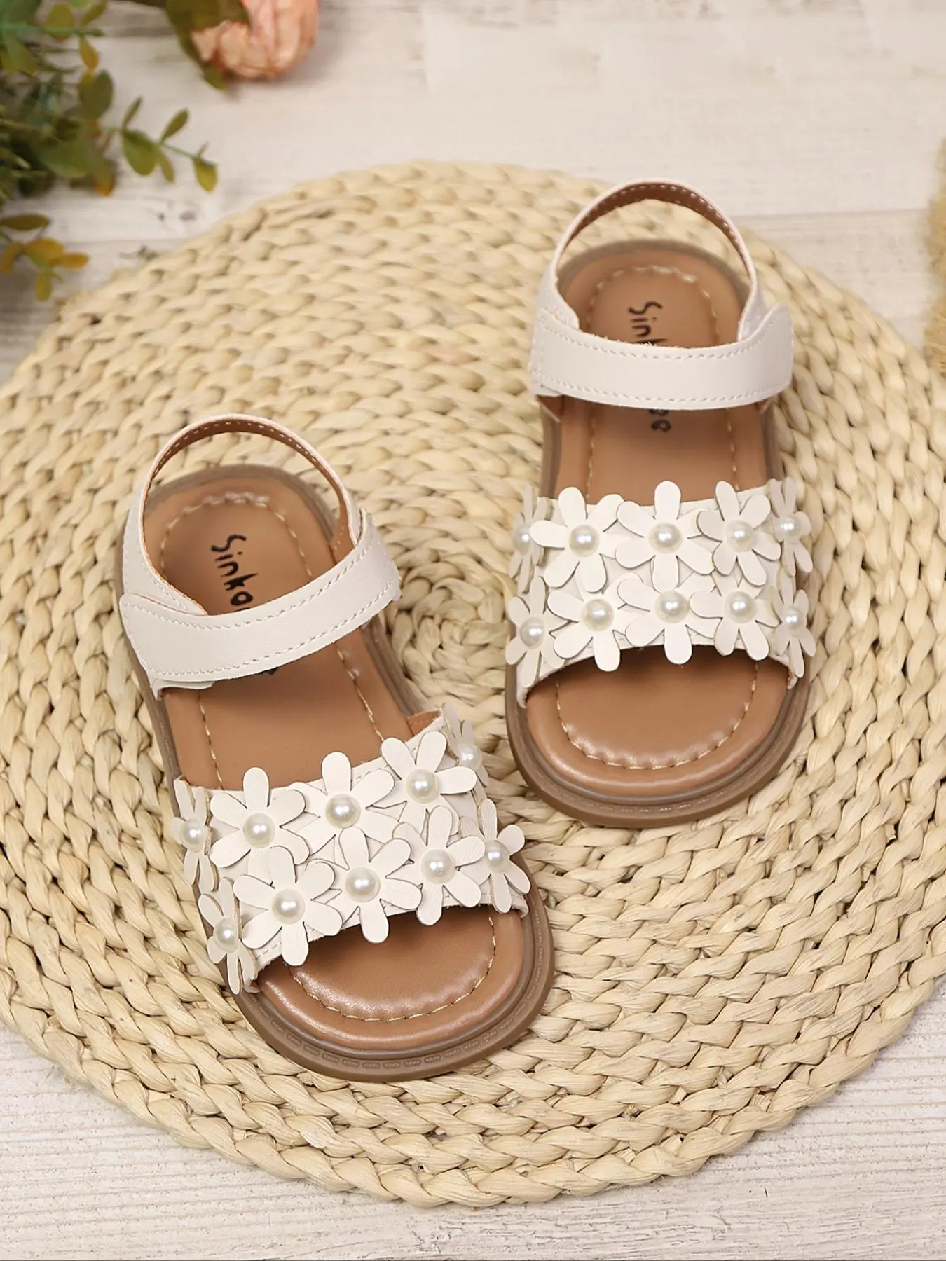 Girl's Fashionable Flower Decorated Slingback Sandals, Casual Comfortable Non-slip Soft Sole Sandals for Summer, All-match Commuter Shoes for Daily Wear