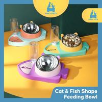 Gambar ONLY PETS Tempat Makan Minum Bentuk Kucing Ikan + Slow Feeder 3 in 1 - Biru dari Only Pets Kota Administrasi Jakarta Pusat 1 Tokopedia