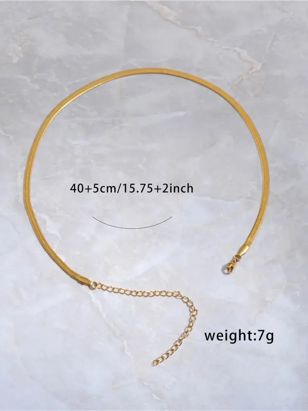 Simple Plain Stainless Steel Herringbone Chain Necklace, Fashion Jewelry for Party, Daily Clothing Decor, Trendy All-match & Exquisite Jewelry As Gift 1