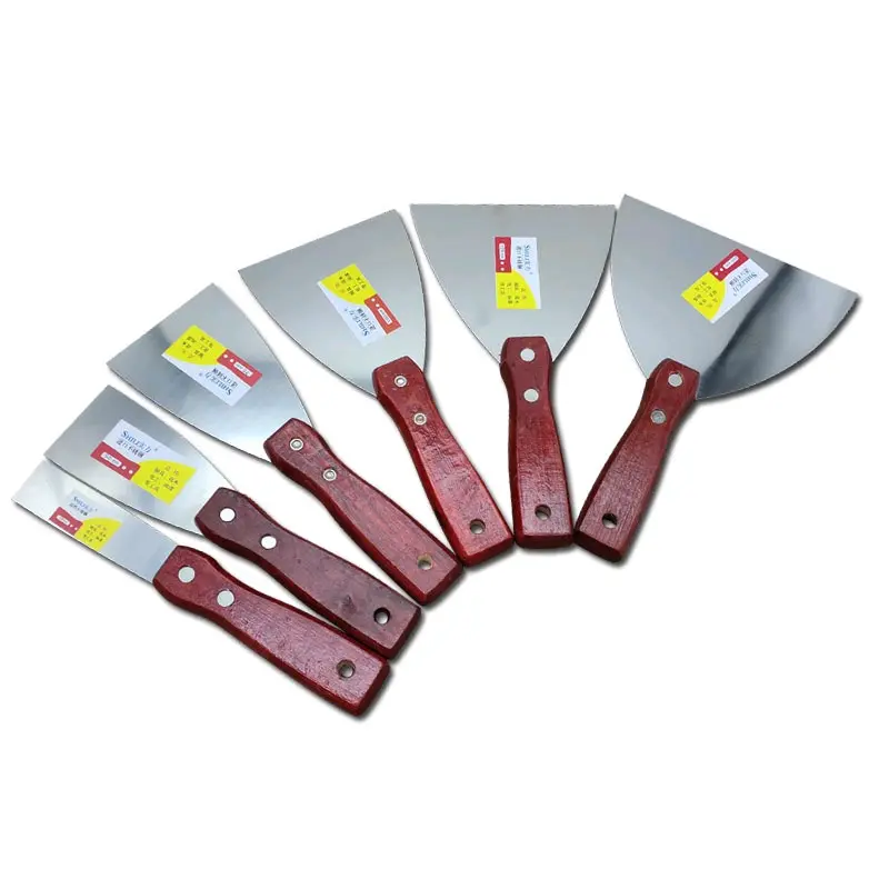 Xúc bột trét inox cán gỗ, dao xúc bột bả, sủi inox gỗ kiểu Nhật 5-15cm 3