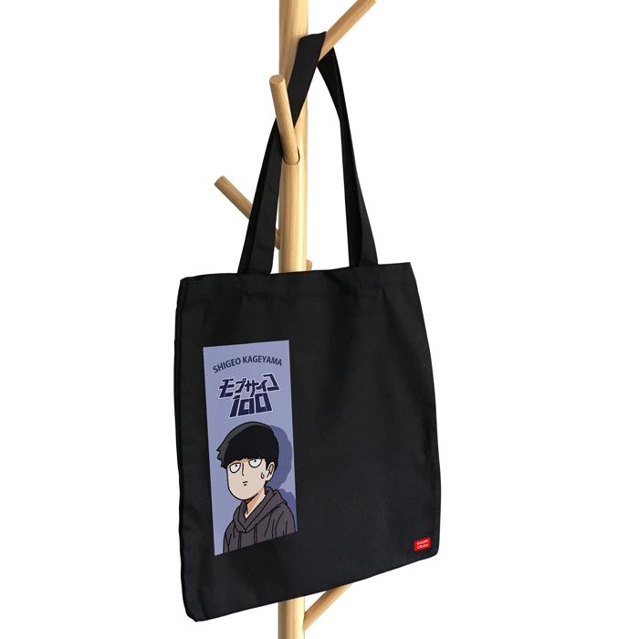 MOB PSYCHO Totebag Kanvas Anime / Tote Bag Anime Shigeo Kageyama Mob Psycho / Totebag Hitam Resleting Premium 1