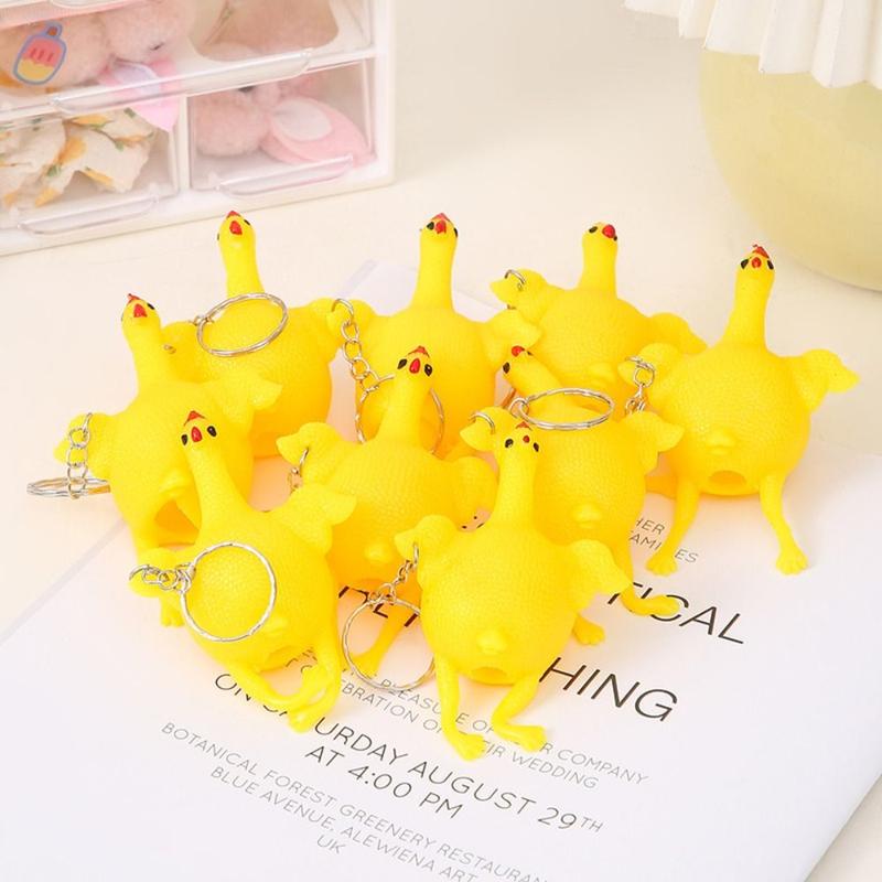 Product Introduction of 3Pcs Funny Chicken Laying Eggs Chicken Squeeze Toys Pinching with Key Chain Relief Relax Toys Soft Creativity Chicken Decompression Toys 16