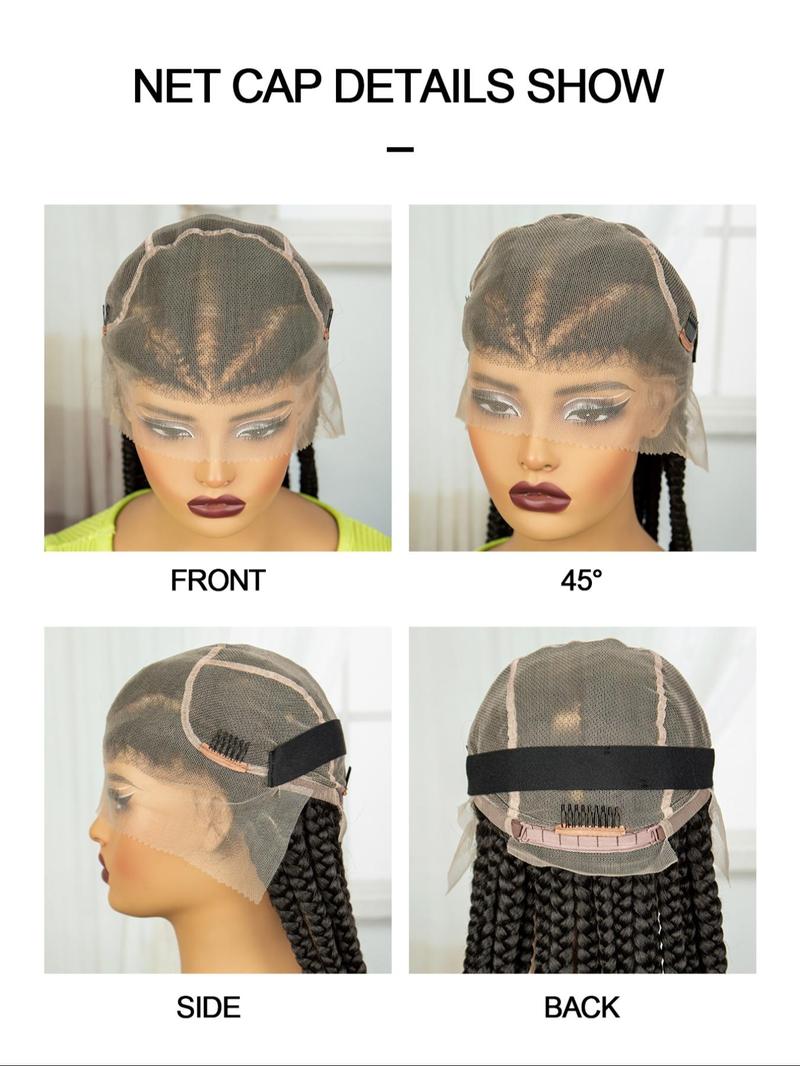 Product Introduction of 38 Inch Long Cornrow Braids for Black Women, Gorgeous Fluffy Wigs without Bangs, Synthetic Braided Full Lace Wigs for Party, Daily Use 6