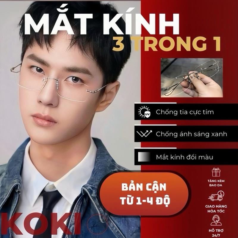 MÃ C39 (BẢN CẬN KHÔNG ĐỔI MÀU)  KÍNH KHÔNG VIỀN TỔNG TÀI THỜI TRANG NAM NỮ CHỐNG TIA UV VÀ ÁNH SÁNG XANH