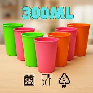[6-12 pcs] Gelas 350ml Cangkir Mug Wheatstraw Jerami Style Plastik Kitchenware
