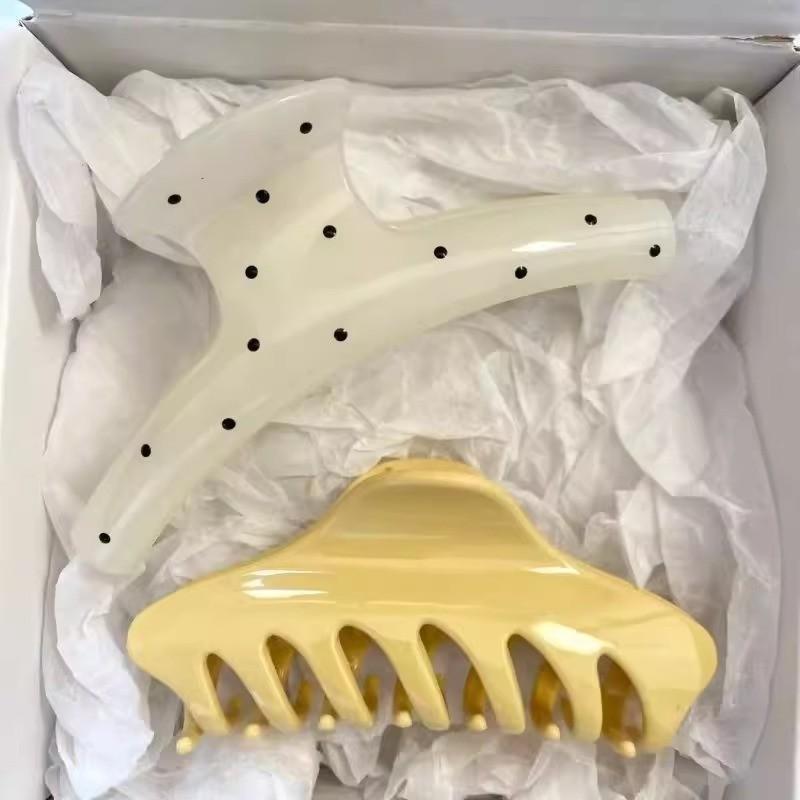 Kẹp tóc màu trắng vàng NOVSET kẹp tóc càng cua phong cách hàn quốc hoa sứ