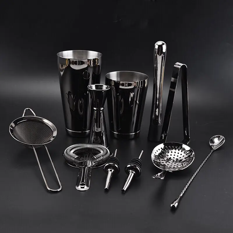 Sét 11 Dụng Cụ Pha Chế Cao Cấp Inox #304 - Màu Shiny Black [ Thép Không Gỉ ]