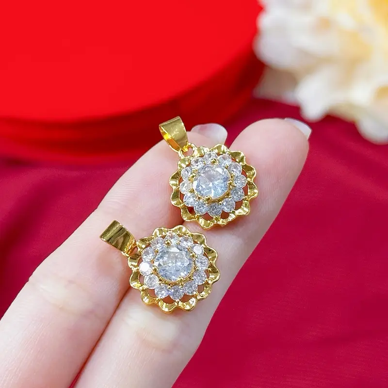 Mặt dây chuyền đồng vàng bền mẫu cánh hoa nhọn 2