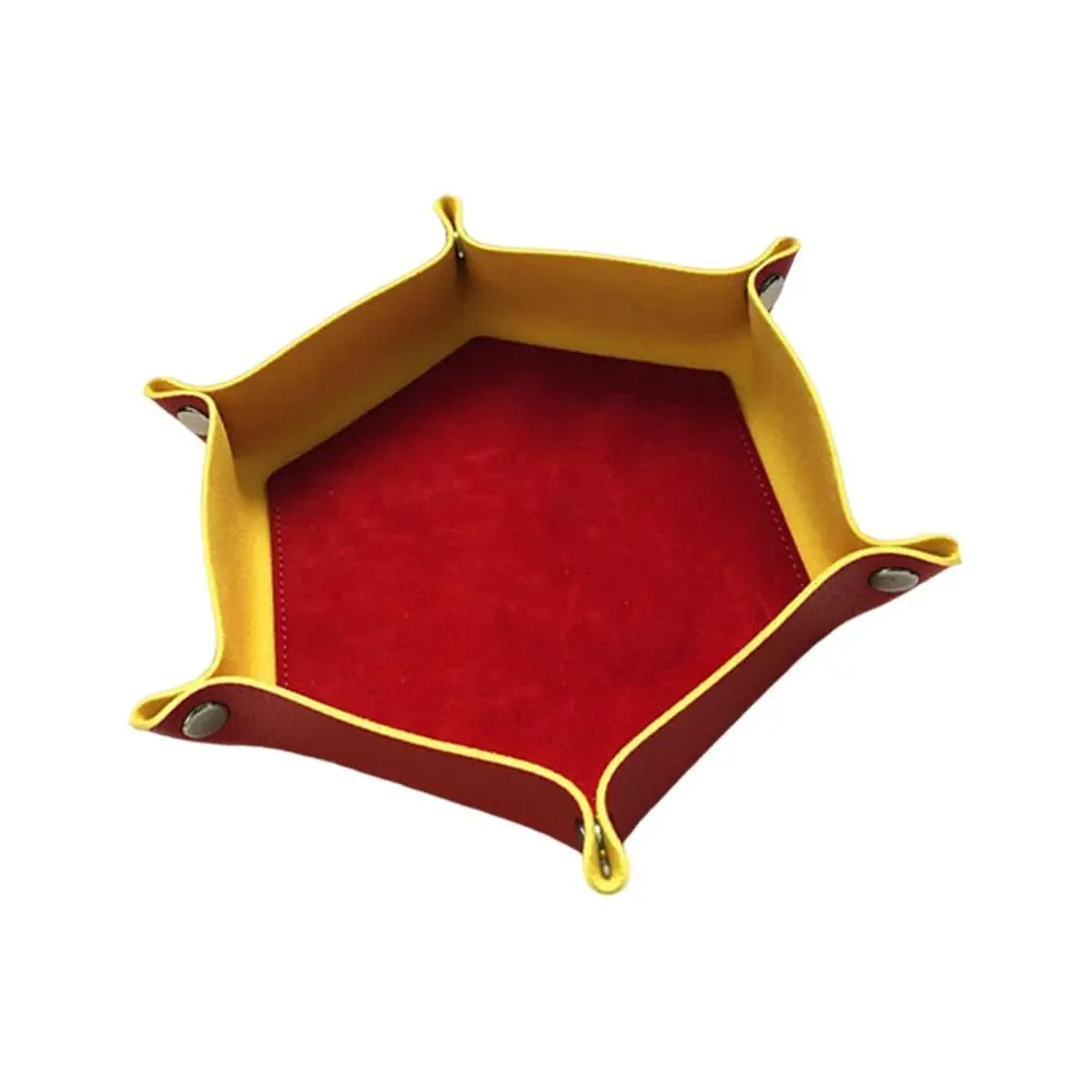 Hexagon Dice Tray PU Leather Thick Larger Size Holder Storage Box for Watch