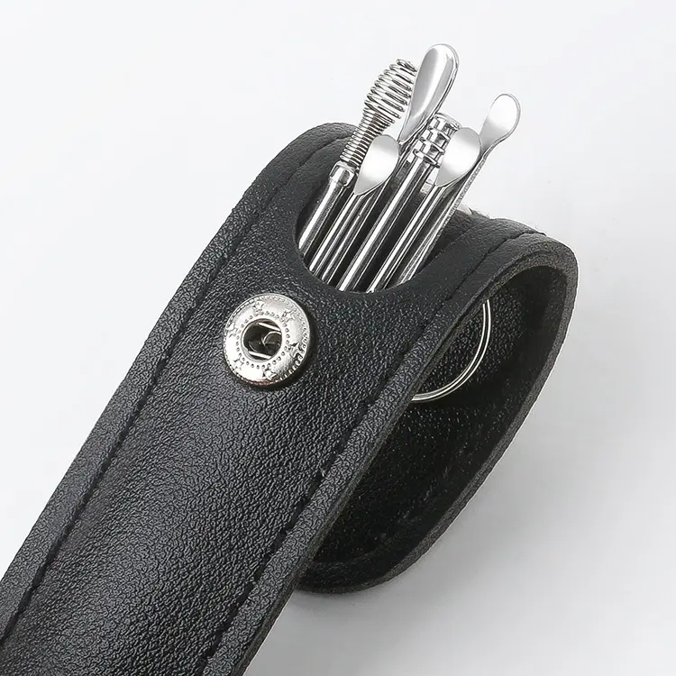 Bộ lấy ráy tai 6 món  cao cấp inox 304, không gỉ an toàn kèm bao da Nữ cây
