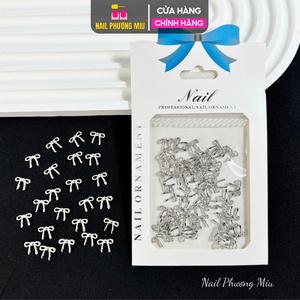 Set 50 Charm Nơ Thừng Nơ Trơn Kim Loại Trang Trí Móng, Nơ Kìm Đính Móng Làm Nail Hàn Quốc Thời Trang Nữ Women