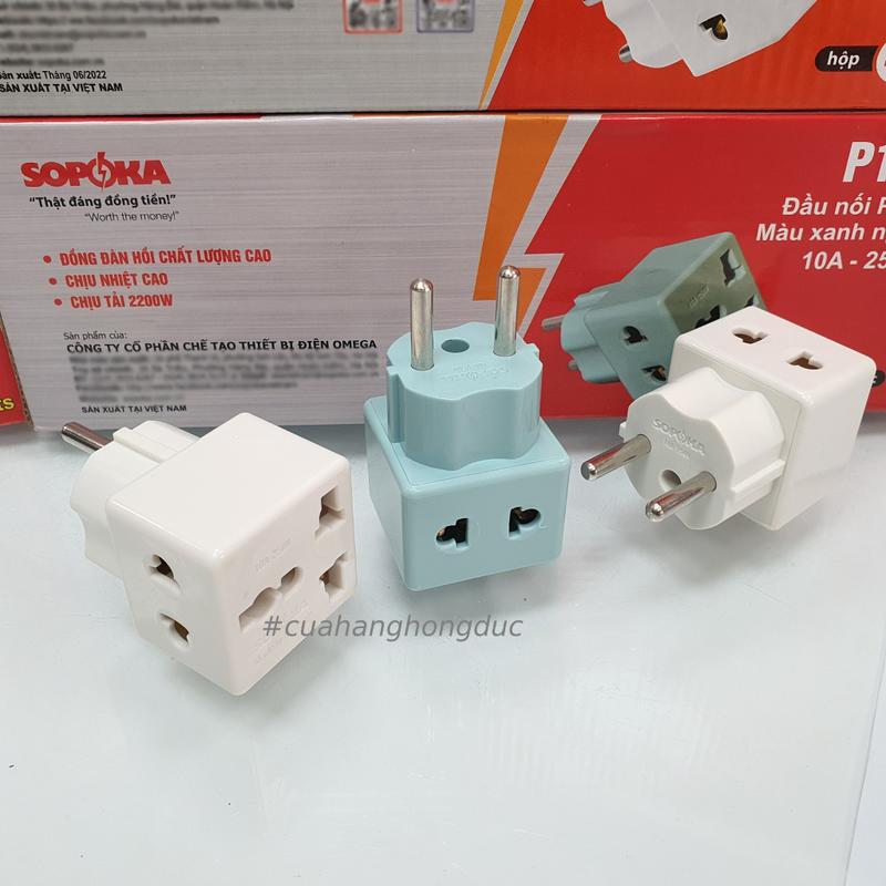 Đầu nối phích cắm chia điện 2 lỗ đa năng P15 SOPOKA