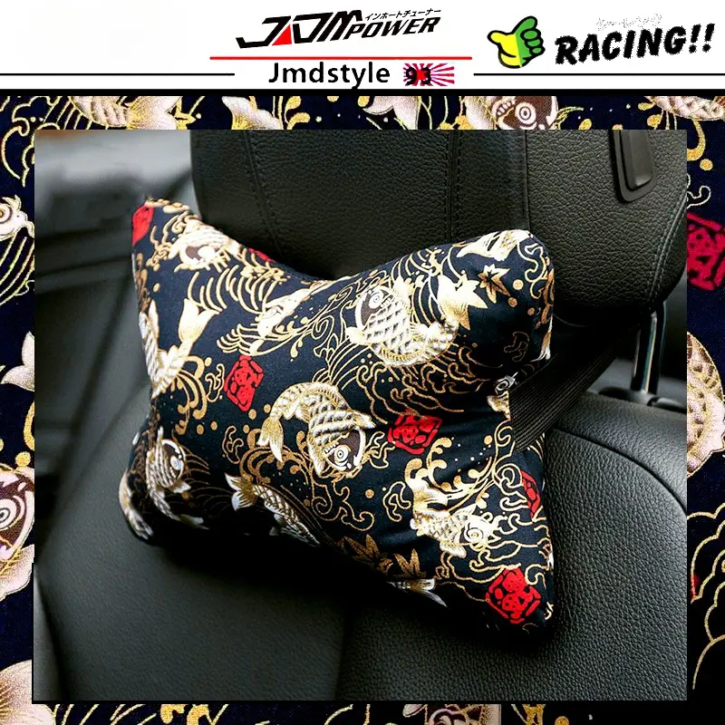 Car head pillow neck pillow JDM and wind day floating world painted four seasons universal car interior pillow car bone pillow
