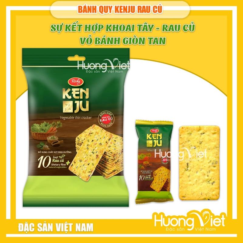 Bánh KENJU rau củ giòn tan 192g, bánh quy ăn sáng Richy, bánh ăn vặt bao bì riêng biệt (16 gói x 12g)