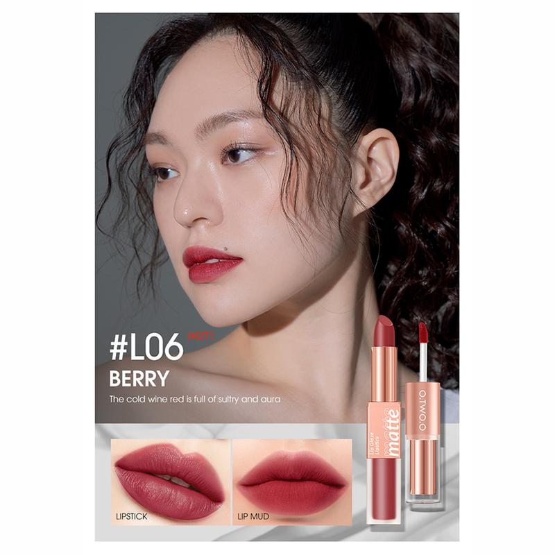【COD】O.TW O.O 2-in-1 Soft Mist Double Sided Lip Mud Lipstick Waterproof Non Stick Cup Non Graduated Cup Velvet Mist Lipstick 4