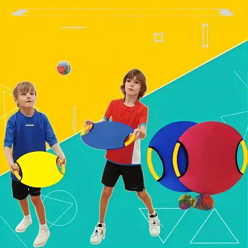 Bouncing Circle Throwing Training Toys Kids Adult Outdoor Interactive Cooperative Games Elastic Paddle Ball Fun Game