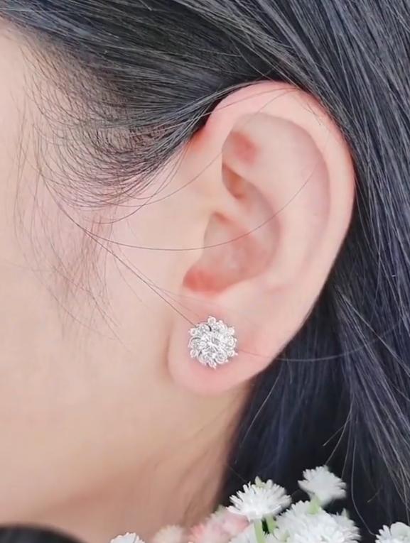 Bông TAI Hoa Xoáy Chốt vặn S925  SÁNG LẤP LÁNH như kim cương thật khuyen tai Hoa tai khuyên tai khuyentai  cai