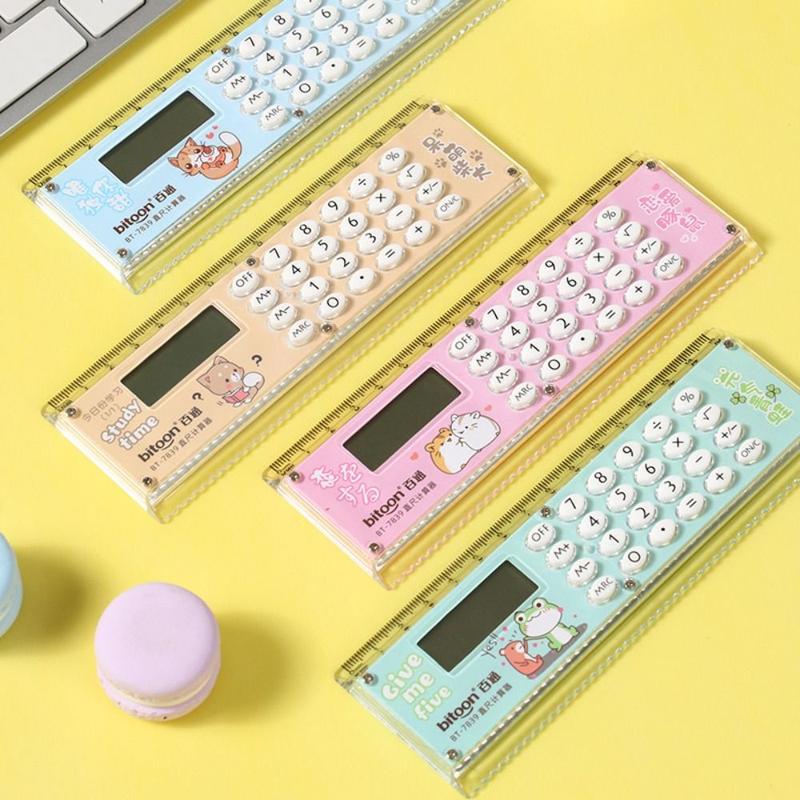 Calc Ruler Multifunctional 2-in-1 Calculator Ruler 15CM with 8 Digit Calculator ...